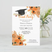 Orange Flowers 🎓 Graduation Invitation (Standing Front)