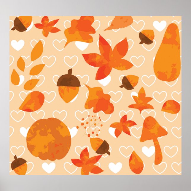 Orange Flowers: Hand Doodle Pattern. Poster (Front)