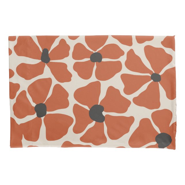Orange Flowers Hand Drawn Pattern Pillow Case (Front)