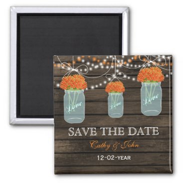orange flowers in a mason jar save the Date Magnet