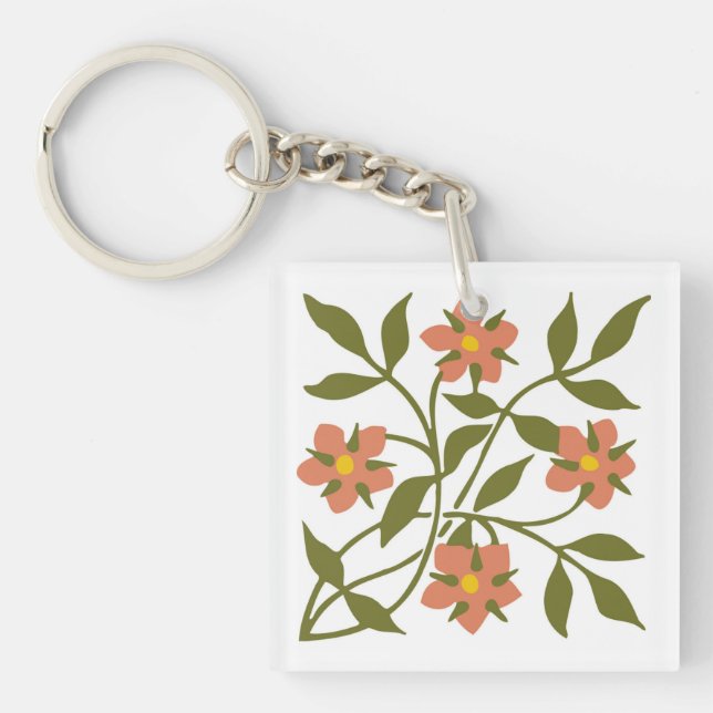 ORANGE FLOWERS  KEYCHAIN (Front)