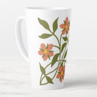 Orange Blossoms Latte Mug, Ceramic Latte Mug, Orange and Pink Latte Cup,  Coffee Cup Latte Cup, Gift for Latte Drinker, 12 Oz Latte Mug 