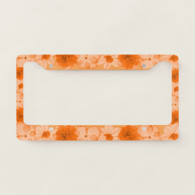 Orange Flowers License Plate Frame (Front)