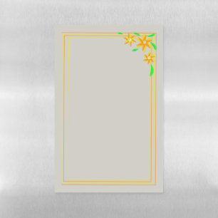 Orange flowers magnetic dry erase sheet