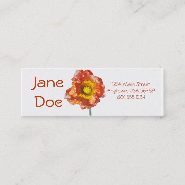 Orange Flowers Mini Business Card (Front)