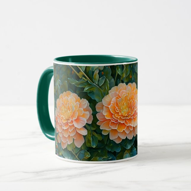 Orange Flowers Mum Garden Art Mug Cup (Front Left)