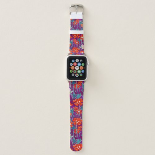 Orange flowers on purple throw pillow apple watch band