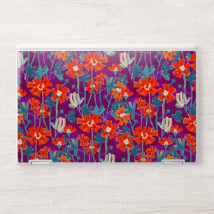 Orange flowers on purple throw pillow HP laptop skin