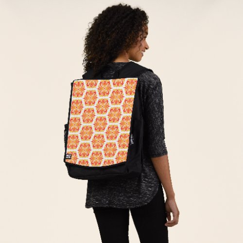 Orange Flowers Pattern Of Flowers Floral Pattern Backpack