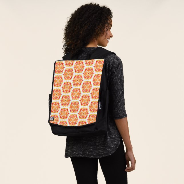 Orange Flowers, Pattern Of Flowers, Floral Pattern Backpack (Worn)