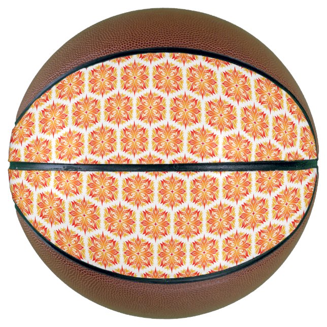 Orange Flowers, Pattern Of Flowers, Floral Pattern Basketball (Front)