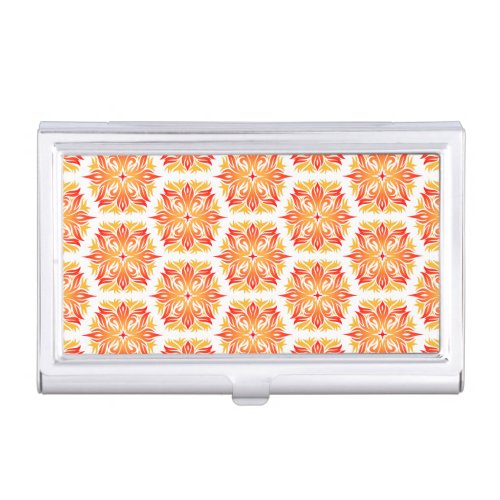 Orange Flowers Pattern Of Flowers Floral Pattern Business Card Case