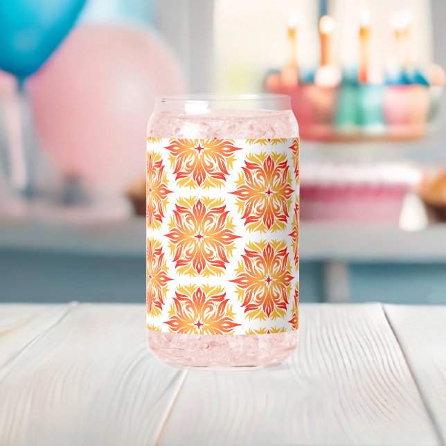Orange Flowers, Pattern Of Flowers, Floral Pattern Can Glass (Insitu (Baby Shower))