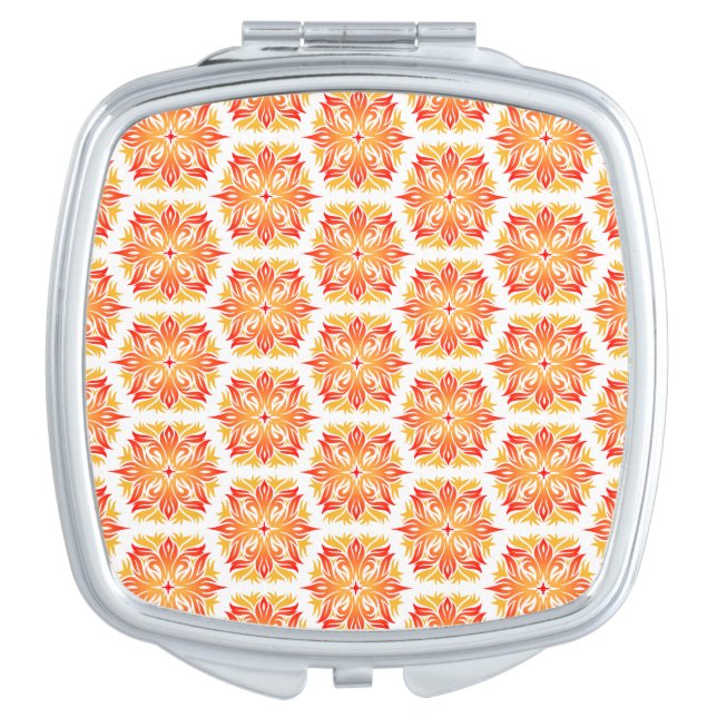 Orange Flowers, Pattern Of Flowers, Floral Pattern Compact Mirror (Front)