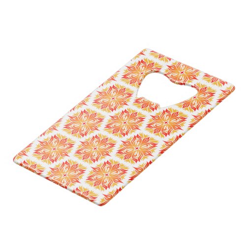 Orange Flowers Pattern Of Flowers Floral Pattern Credit Card Bottle Opener