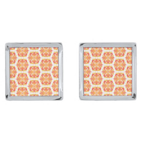 Orange Flowers Pattern Of Flowers Floral Pattern Cufflinks