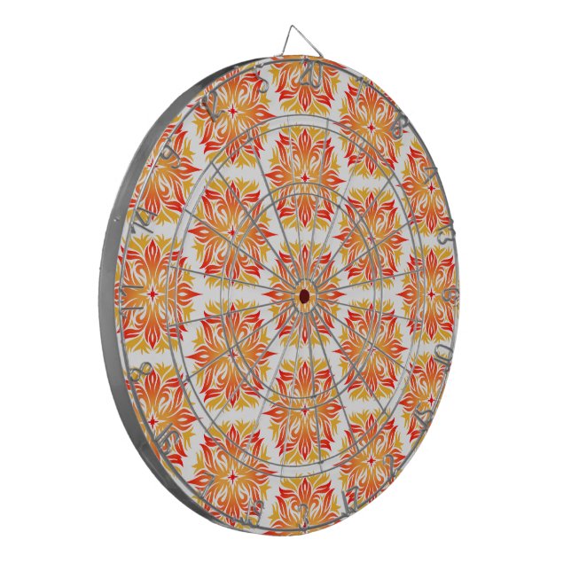 Orange Flowers, Pattern Of Flowers, Floral Pattern Dart Board (Front Left)