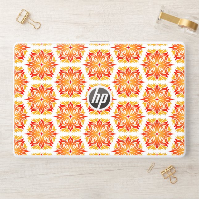 Orange Flowers, Pattern Of Flowers, Floral Pattern HP Laptop Skin (Desk)