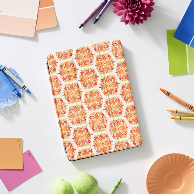 Orange Flowers, Pattern Of Flowers, Floral Pattern iPad Pro Cover (Desk)