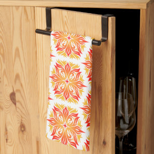 Orange Flowers, Pattern Of Flowers, Floral Pattern Kitchen Towel