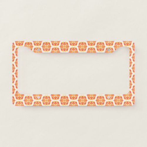 Orange Flowers Pattern Of Flowers Floral Pattern License Plate Frame