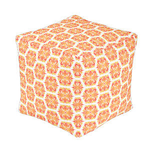 Orange Flowers, Pattern Of Flowers, Floral Pattern Pouf