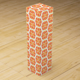 Orange Flowers, Pattern Of Flowers, Floral Pattern Wine Box