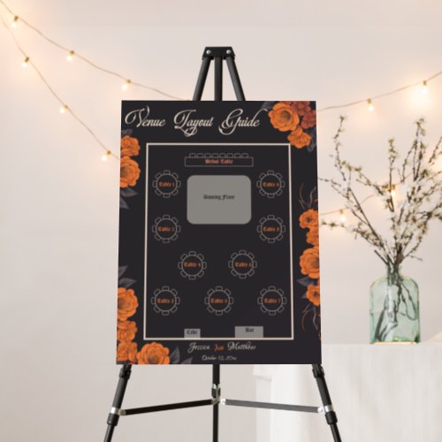 Orange Flowers practical wedding venue plan  Foam Board