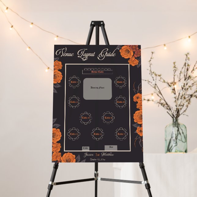 Orange Flowers practical wedding venue plan  Foam Board (In Situ (Stand))