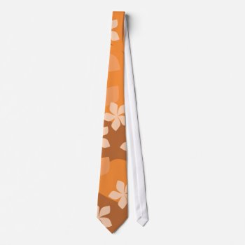 Orange Flowers. Retro Floral Pattern. Tie by Graphics_By_Metarla at Zazzle