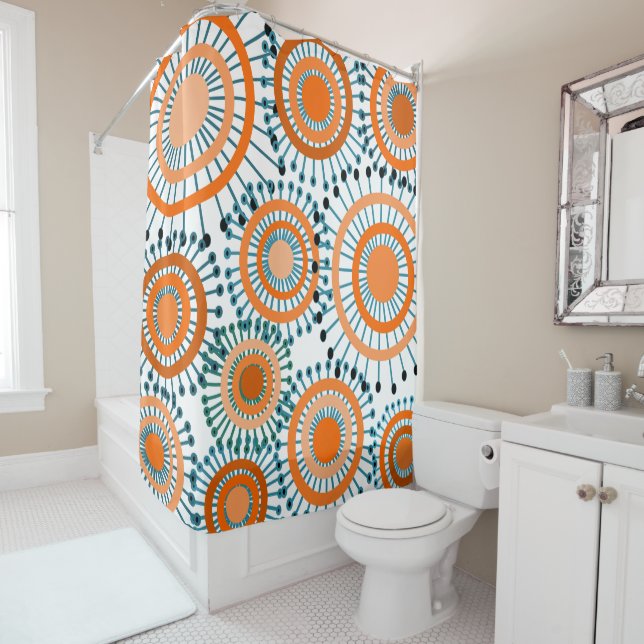 Orange Flowers  Shower Curtain (In Situ)
