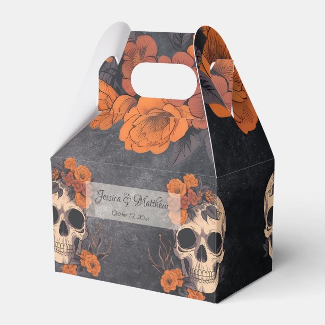 Orange Flowers simple Elegant  Favor Boxes (Front Side)