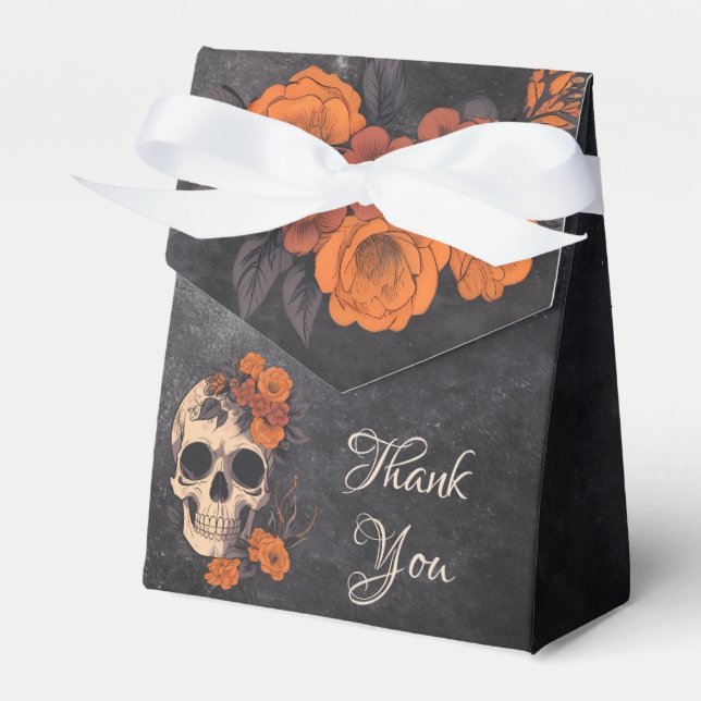Orange Flowers simple Elegant Thank You  Favor Boxes (Front Side)