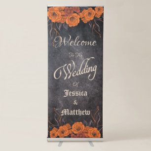 Orange Flowers simple Elegant Welcome Wedding Retractable Banner