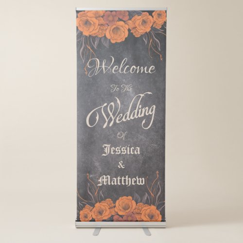 Orange Flowers simple Elegant Welcome Wedding Retractable Banner