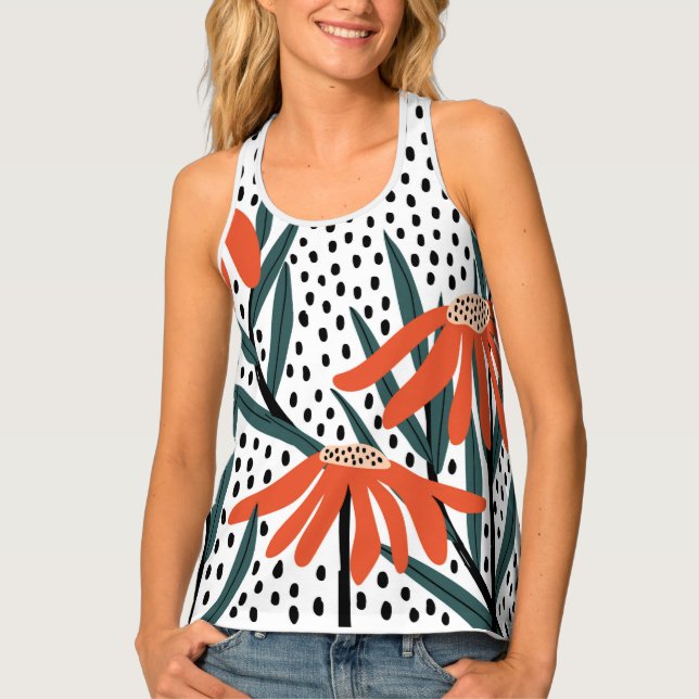 Orange Flowers Tank Top (Front)