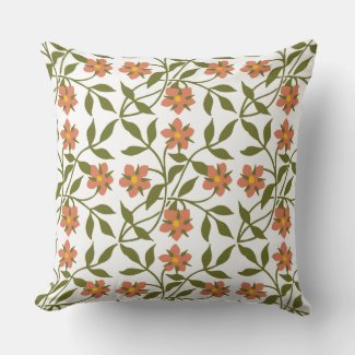 ORANGE FLOWERS THROW PILLOW