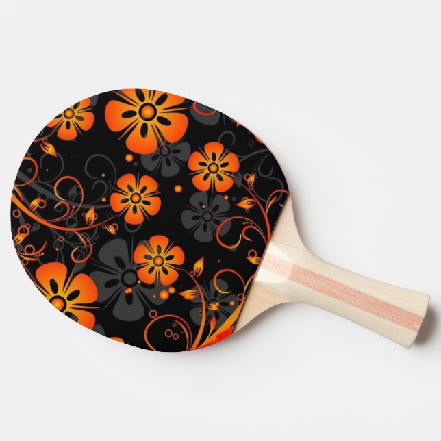 orange flowers vector art swirl Ping-Pong paddle (Side)