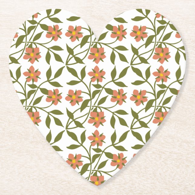 ORANGE FLOWERS WITH GREEN STEMS PAPER COASTER (Front)