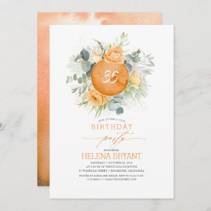 Orange Flowers Wreath Boho Fall Birthday Invitation