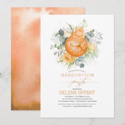 Orange Flowers Wreath Boho Fall Graduation