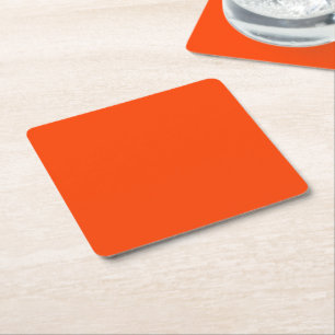 Orange Fluo Neon Color Customize This! Square Paper Coaster