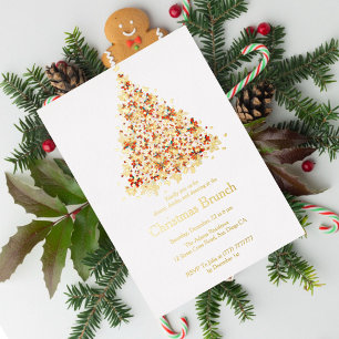 Orange Flying Butterfly Christmas Tree Foil Invitation