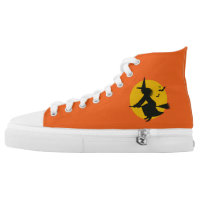 Orange Flying Witch Halloween Sneakers