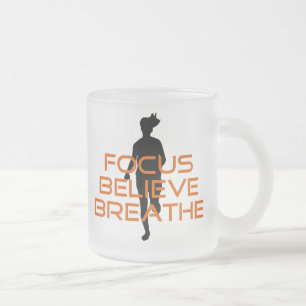 Orange Focus Believe Breathe Running Frosted Glass Coffee Mug