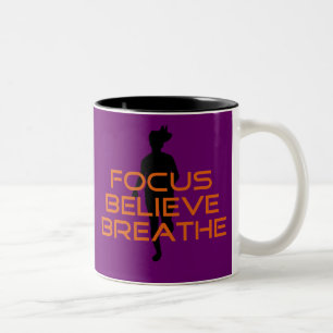 Orange Focus Believe Breathe Running Two-Tone Coffee Mug