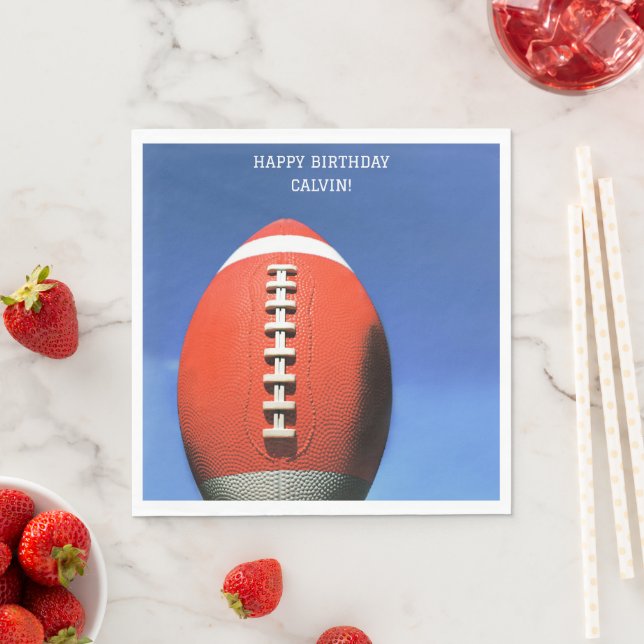 Orange  Football Birthday party paper Napkins  (Insitu)