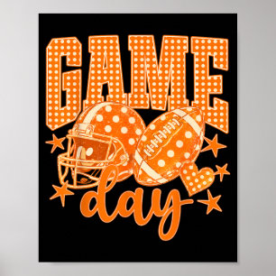 Orange Football Game Day Polka Dot Touchdown Poster