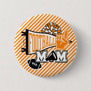 Orange Football Mom Button