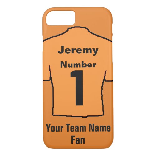 Orange Football Shirt Customise the name and team iPhone 87 Case